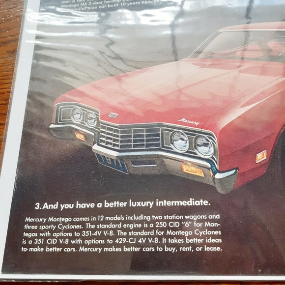 VTG 1971 Mercury Montego Auto Magazine Print Ad - Picture 5 of 8